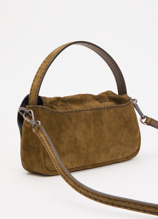 Acne Studios Multipocket Micro handtas van kalfssuède met afneembare schouderriem - achterkant 8 bruin