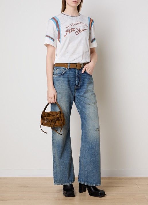 Acne Studios Multipocket Micro handtas van kalfssuède met afneembare schouderriem - voorkant 3 bruin