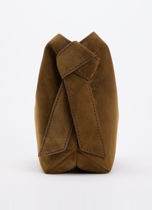 Acne Studios Musubi schoudertas van suède met afneembare schouderriem  - detail 2 cognac