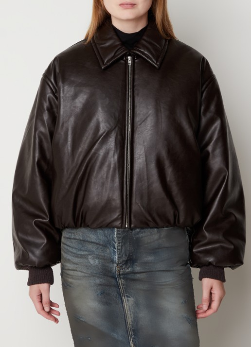 Acne Studios Onnea cropped bomberjack  - detail 4 donkerbruin
