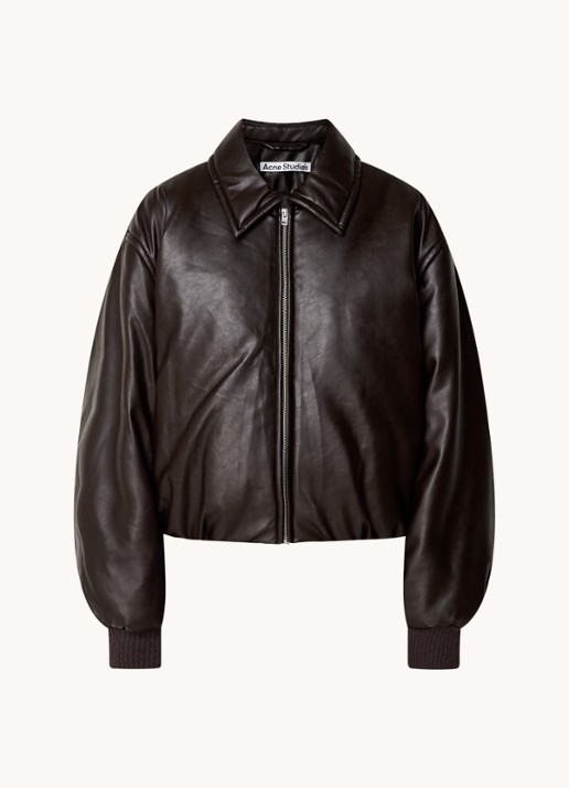 Acne Studios Onnea cropped bomberjack  - voorkant 2 donkerbruin