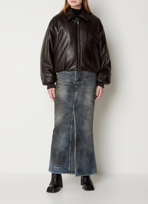 Acne Studios Onnea cropped bomberjack  - voorkant 3 donkerbruin
