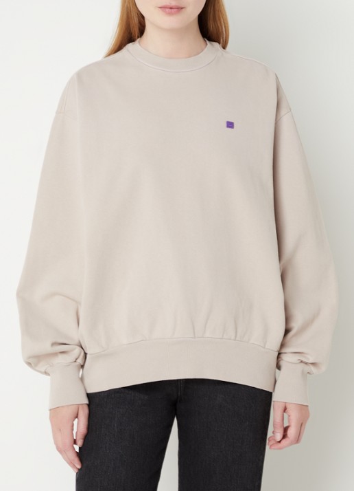 Acne Studios Oversized sweater van  katoen  - detail 4 donkerbeige
