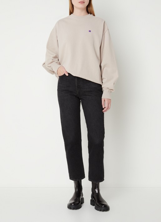 Acne Studios Oversized sweater van  katoen  - voorkant 3 donkerbeige