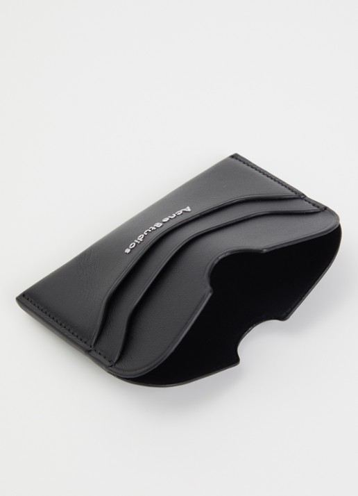 Acne Studios Pasjeshouder van kalfsleer met logo - voorkant 2 zwart