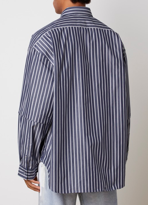 Acne Studios Regular fit overhemd met borstzak en streepprint - achterkant donkerblauw