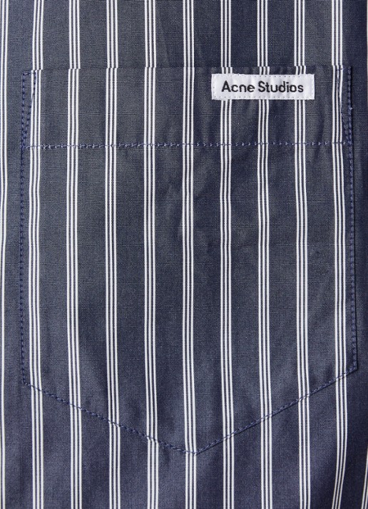 Acne Studios Regular fit overhemd met borstzak en streepprint - detail 3 donkerblauw
