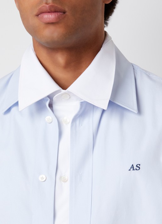 Acne Studios Regular fit overhemd met logoborduring - detail 4 lichtblauw