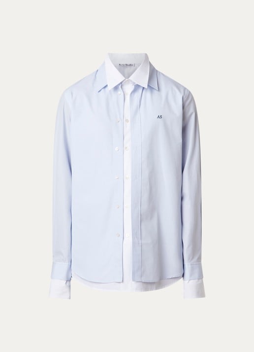 Acne Studios Regular fit overhemd met logoborduring - voorkant lichtblauw