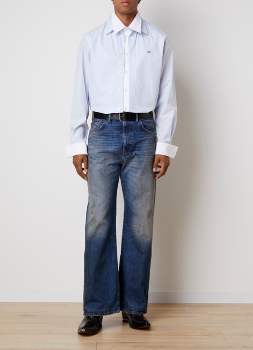 Acne Studios Regular fit overhemd met logoborduring - voorkant 2 lichtblauw