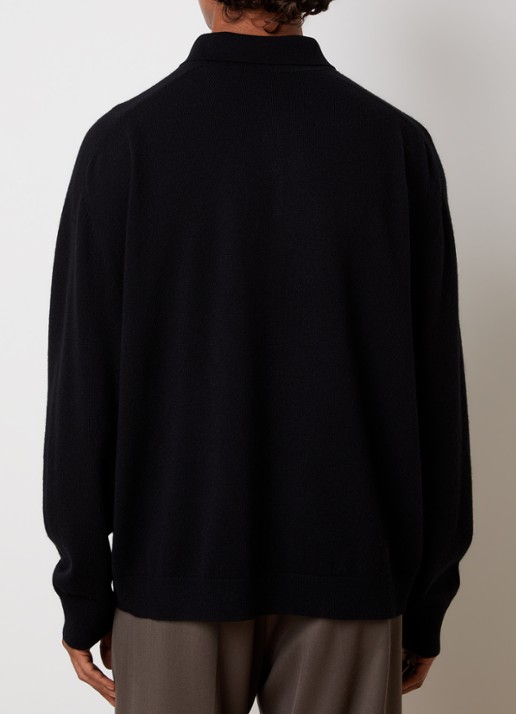 Acne Studios Richard fijngebreide trui van wol met polokraag - achterkant zwart