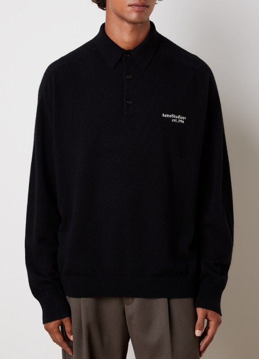 Acne Studios Richard fijngebreide trui van wol met polokraag - detail 4 zwart