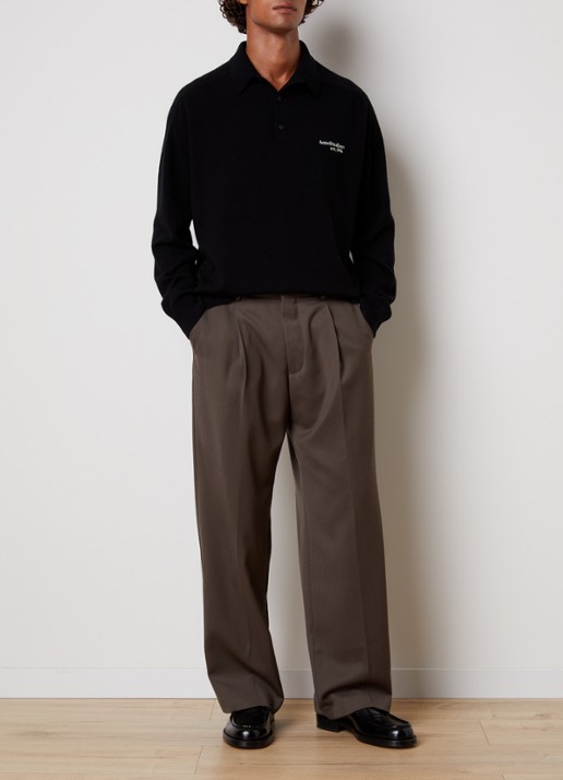 Acne Studios Richard fijngebreide trui van wol met polokraag - voorkant 3 zwart