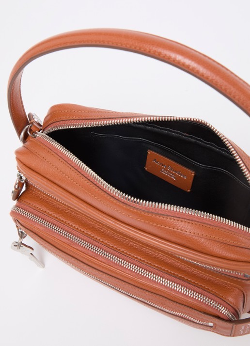 Acne Studios Schoudertas van kalfsleer met afneembare schouderriem - detail 5 oranjebruin