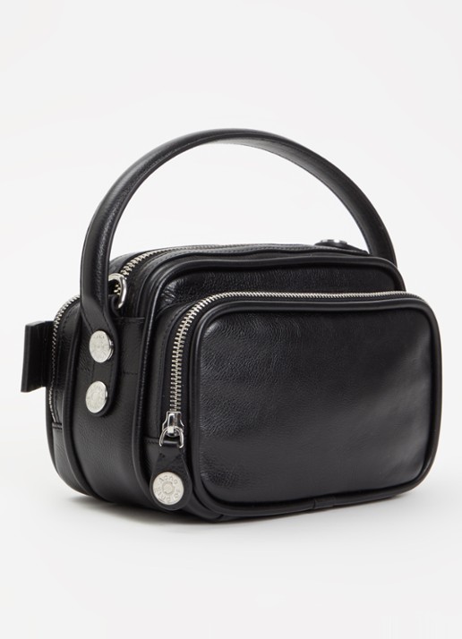 Acne Studios Schoudertas van kalfsleer met afneembare schouderriem - achterkant 6 zwart