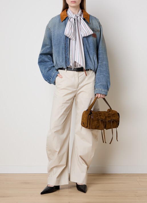 Acne Studios Schoudertas van kalfssuède - voorkant 3 bruin
