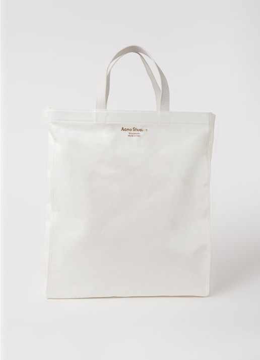 Acne Studios Shopper met leren details en metallic finish - voorkant wit