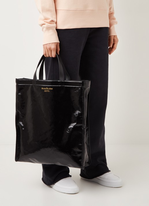 Acne Studios Shopper met leren details en metallic finish - voorkant 5 zwart