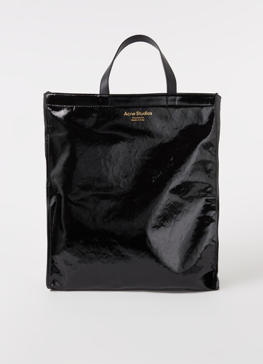 Acne Studios Shopper met leren details en metallic finish - voorkant 6 zwart