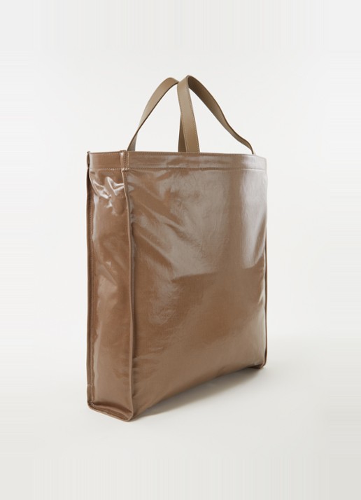 Acne Studios Shopper met leren details en metallic finish - achterkant lichtbruin