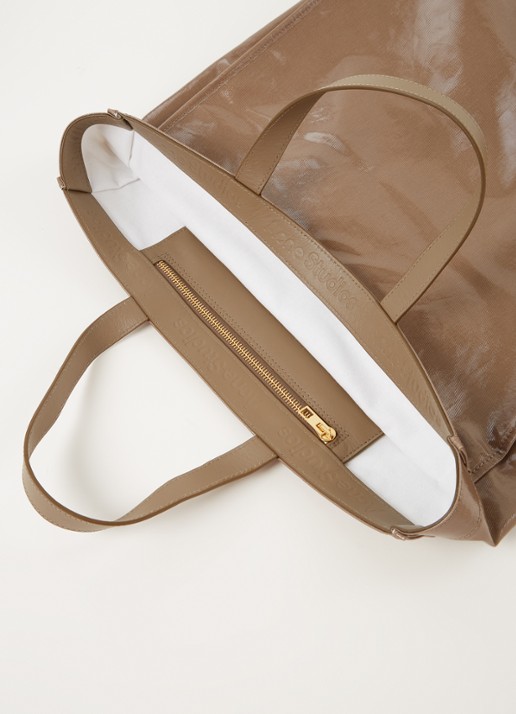 Acne Studios Shopper met leren details en metallic finish - detail 2 lichtbruin