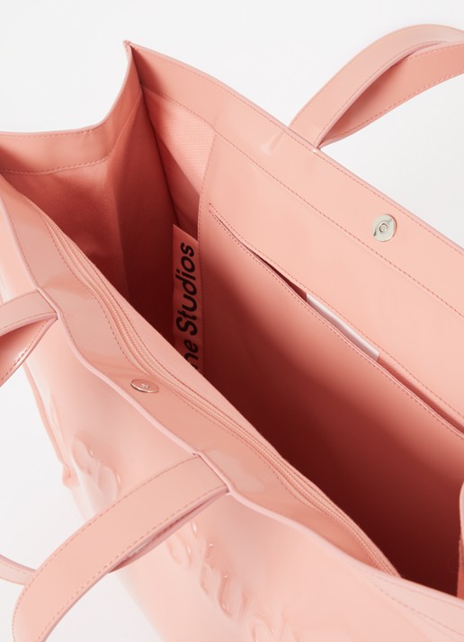 Acne Studios Shopper met logo - detail 5 zalmroze