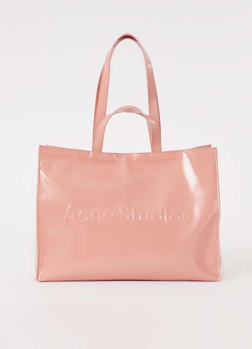 Acne Studios Shopper met logo - voorkant 2 zalmroze