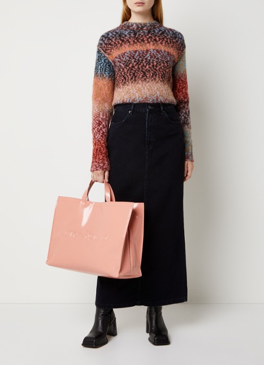 Acne Studios Shopper met logo - voorkant 3 zalmroze