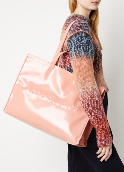 Acne Studios Shopper met logo - voorkant 4 zalmroze
