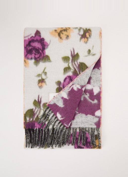 Acne Studios Sjaal in alpaca wolblend met bloemenprint 186 x 33 cm