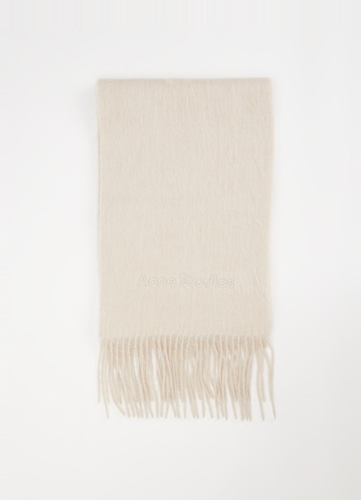 Acne Studios Sjaal van alpaca wolblend met logoborduring - voorkant 2 creme