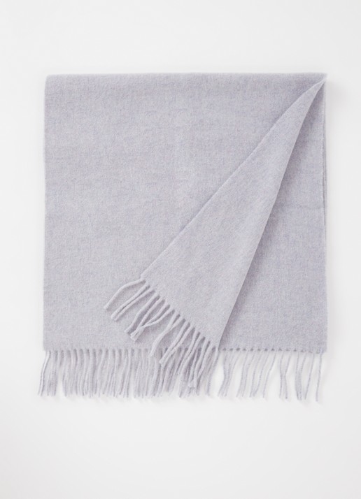 Acne Studios Sjaal van wol met logo 200 x 45 cm - voorkant blauwgrijs