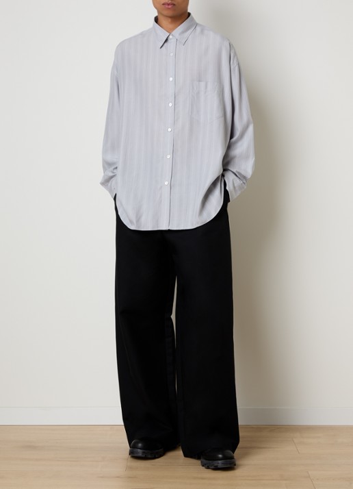 Acne Studios Sofia comfort fit overhemd van lyocell met streepprint - voorkant 2 grijs