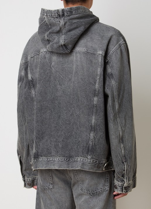 Acne Studios Spijkerjas met capuchon en steekzakken - achterkant 3 middengrijs