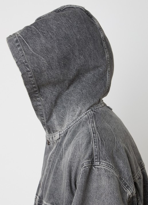 Acne Studios Spijkerjas met capuchon en steekzakken - detail 5 middengrijs
