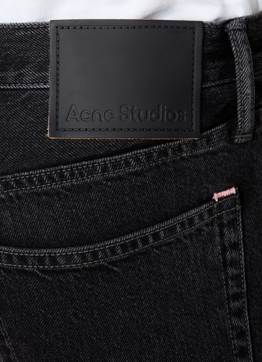 Acne Studios Straight leg jeans van  katoen met gekleurde wassing - detail 3 zwart