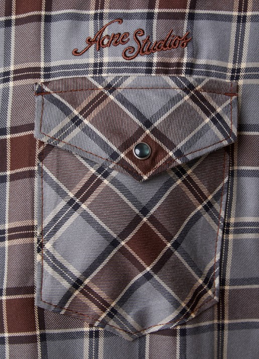 Acne Studios Surrow overshirt met ruitdessin - detail 4 grijs