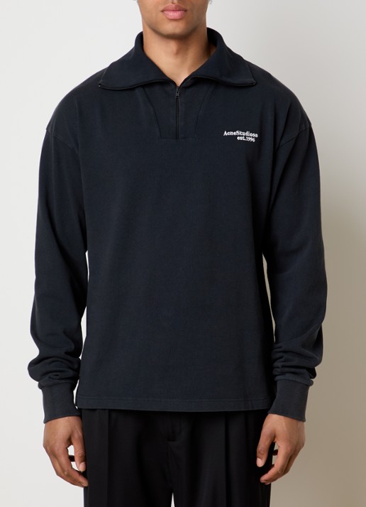 Acne Studios Sweater met halve rits en logoborduring
