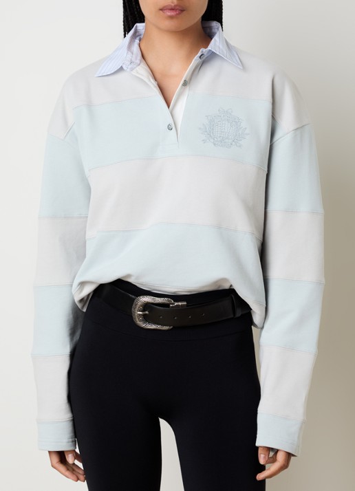 Acne Studios Sweater met logo - detail 4 lichtblauw