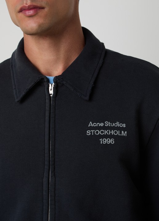 Acne Studios Sweatvest met logo en verwassen afwerking - detail 2 zwart