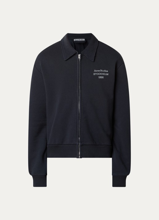 Acne Studios Sweatvest met logo en verwassen afwerking - voorkant 3 zwart