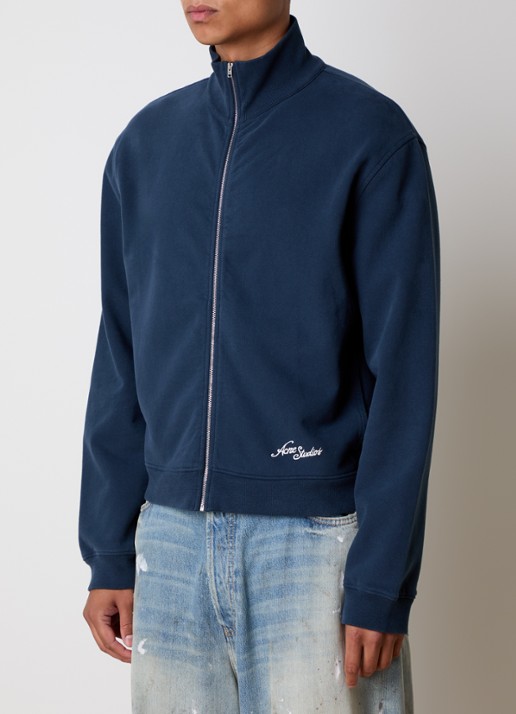 Acne Studios Sweatvest met logoborduring - achterkant 3 donkerblauw