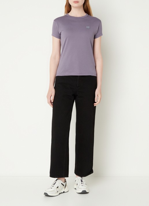 Acne Studios T-shirt met logoborduring - voorkant 3 paars
