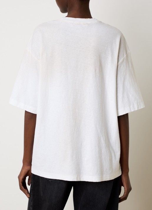 Acne Studios T-shirt met logoprint en verwassen afwerking - achterkant gebroken wit