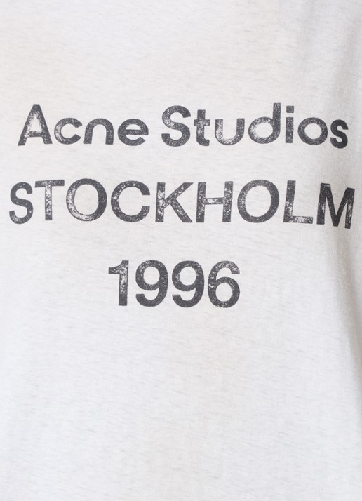 Acne Studios T-shirt met logoprint en verwassen afwerking - detail 4 gebroken wit