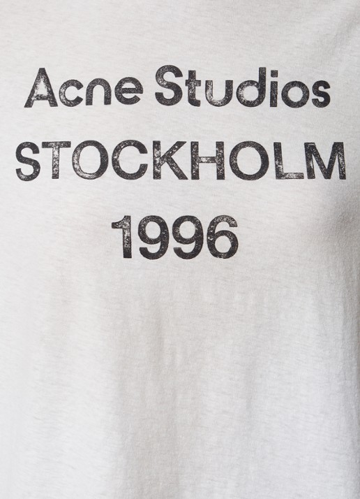 Acne Studios T-shirt met logoprint en verwassen afwerking - detail 6 gebroken wit