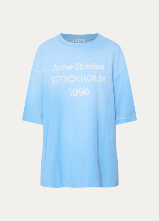 Acne Studios T-shirt met logoprint - voorkant 2 blauw