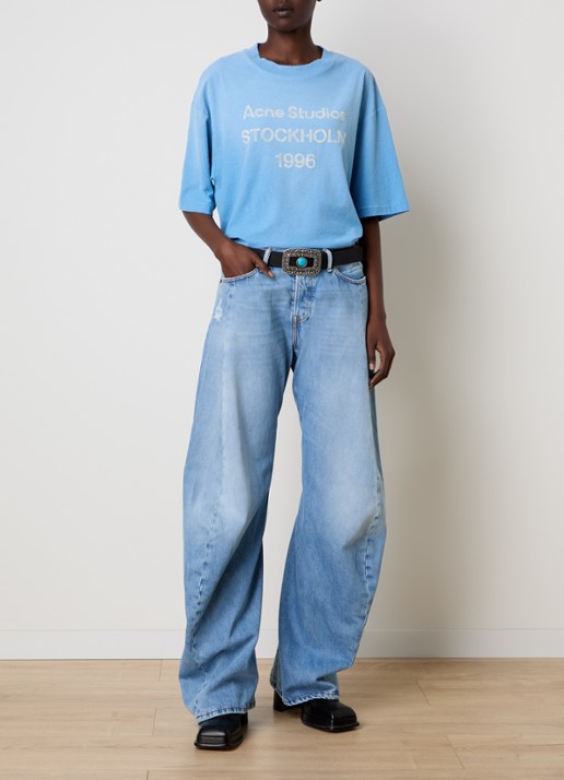 Acne Studios T-shirt met logoprint - voorkant 3 blauw