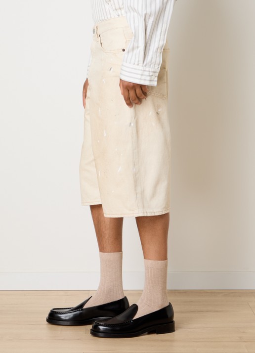 Acne Studios Trafalgar loose fit korte broek van denim met gekleurde wassing - detail 5 beige