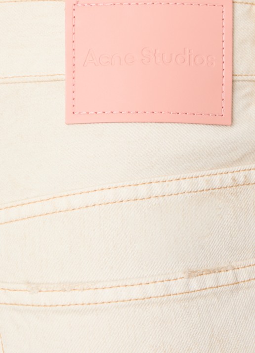 Acne Studios Trafalgar loose fit korte broek van denim met gekleurde wassing - detail 6 beige